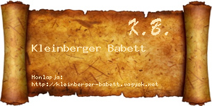 Kleinberger Babett névjegykártya
